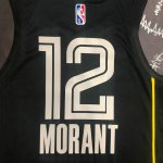 NBA 12 Morant Grizzlies 75th Anniversary MVP Edition Maillot noir imprimé